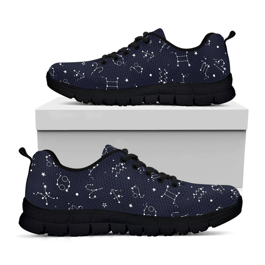 Zodiac Star Signs Pattern Print Black Sneakers