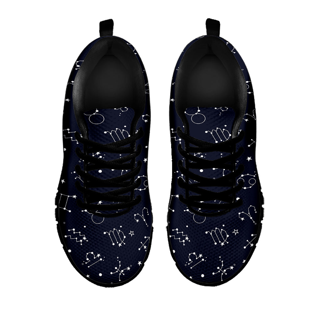 Zodiac Star Signs Pattern Print Black Sneakers