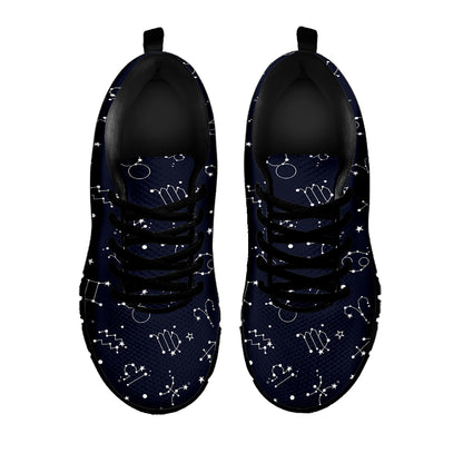 Zodiac Star Signs Pattern Print Black Sneakers