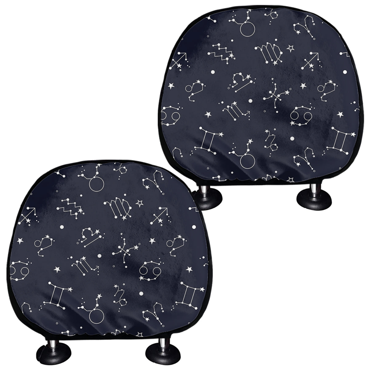 Zodiac Star Signs Pattern Print Car Headrest Covers