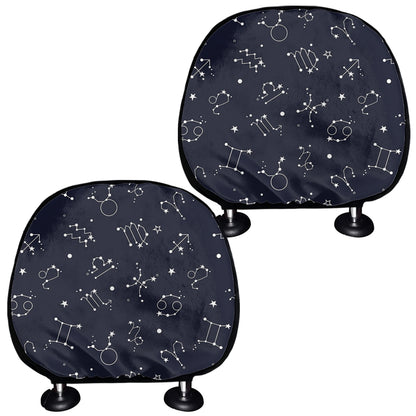 Zodiac Star Signs Pattern Print Car Headrest Covers