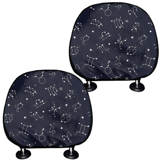 Zodiac Star Signs Pattern Print Car Headrest Covers