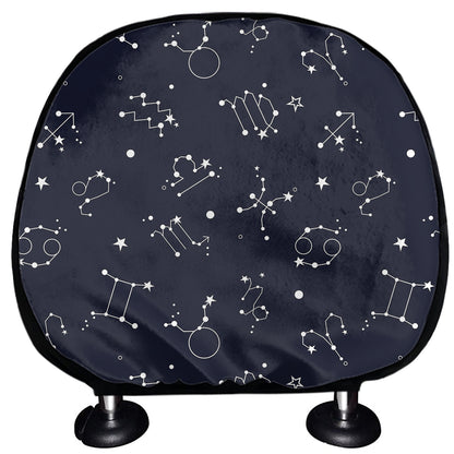 Zodiac Star Signs Pattern Print Car Headrest Covers
