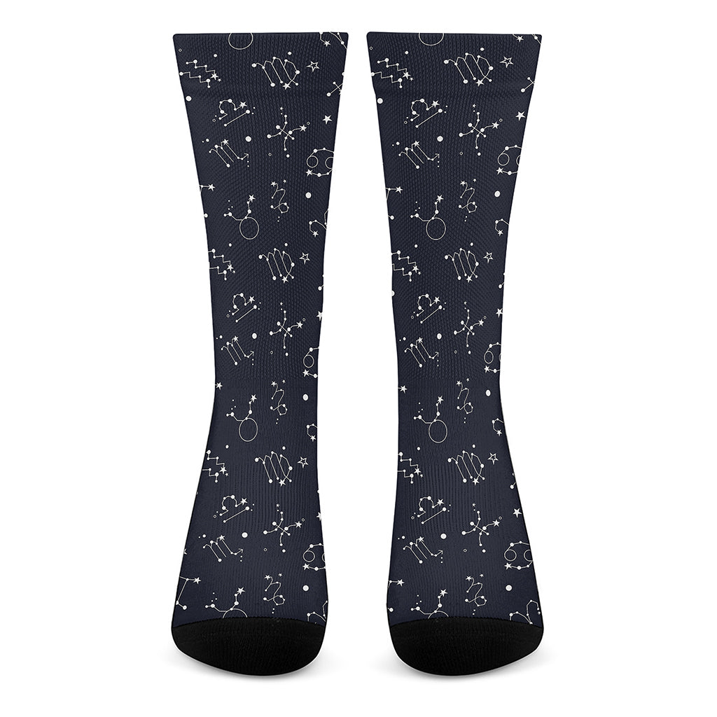 Zodiac Star Signs Pattern Print Crew Socks