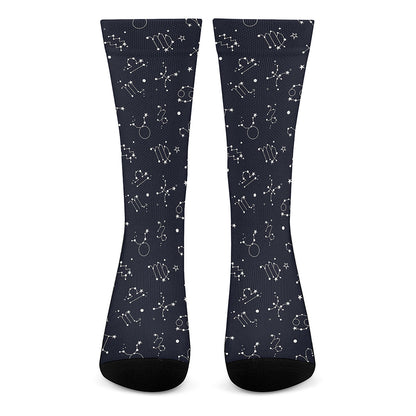 Zodiac Star Signs Pattern Print Crew Socks