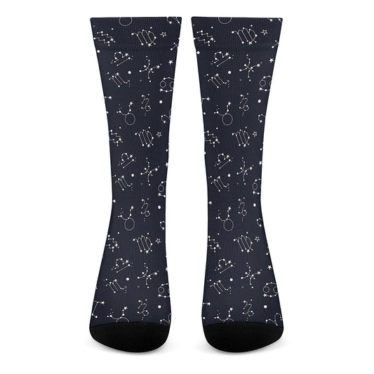 Zodiac Star Signs Pattern Print Crew Socks