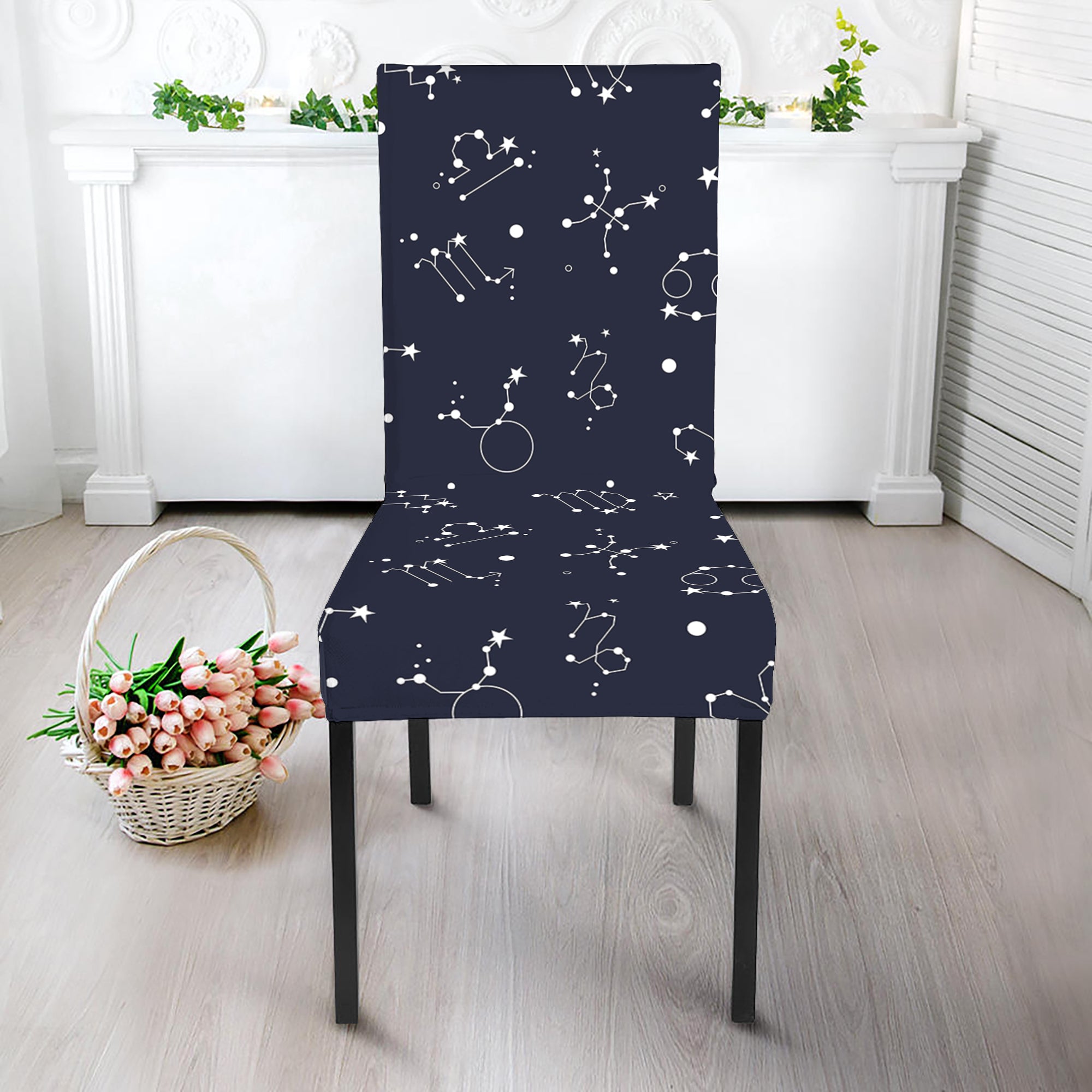 Zodiac Star Signs Pattern Print Dining Chair Slipcover