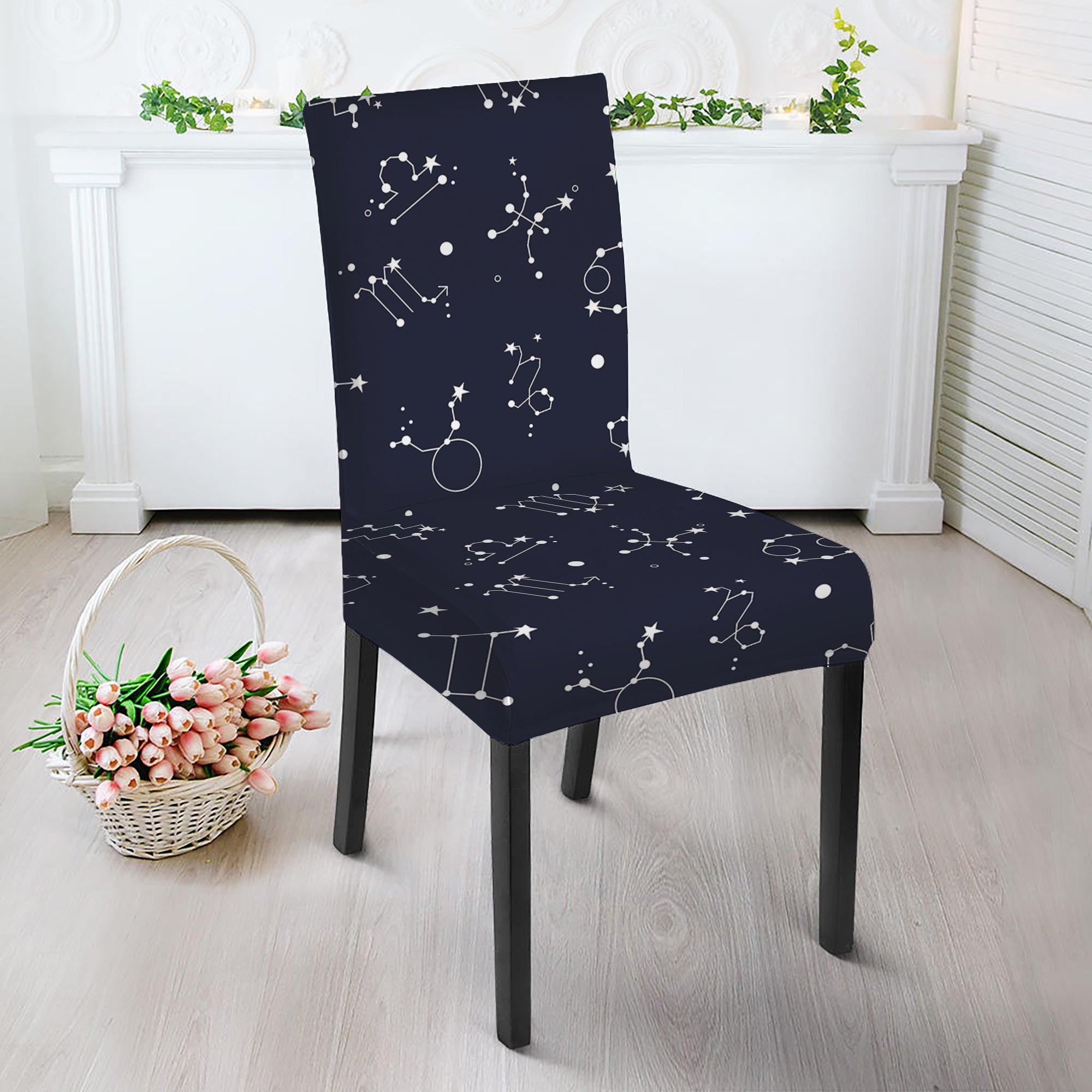 Zodiac Star Signs Pattern Print Dining Chair Slipcover