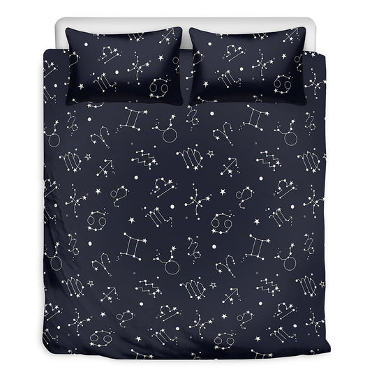 Zodiac Star Signs Pattern Print Duvet Cover Bedding Set