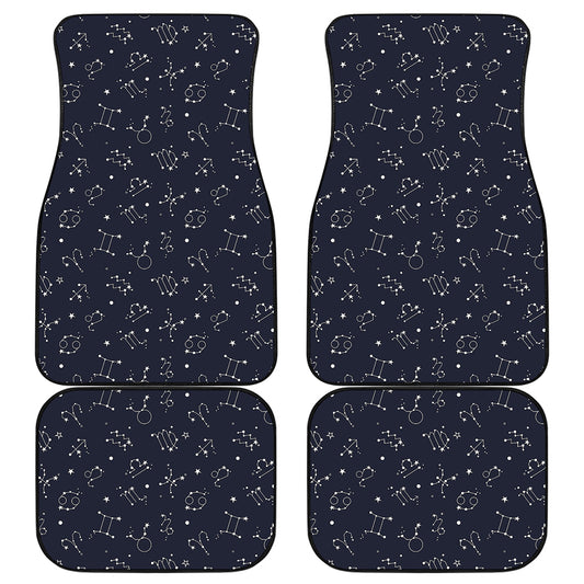 Zodiac Star Signs Pattern Print Front and Back Car Floor Mats