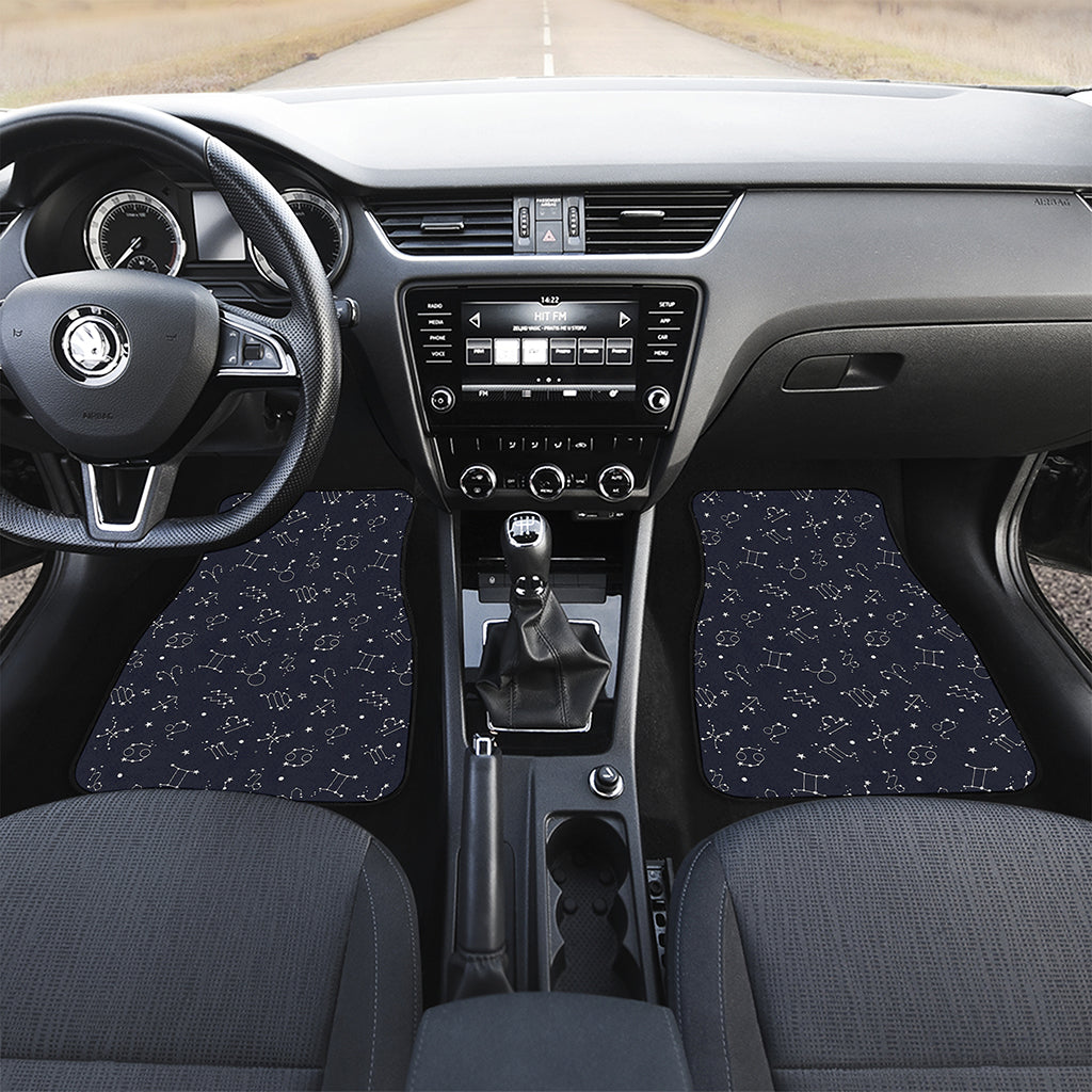 Zodiac Star Signs Pattern Print Front and Back Car Floor Mats