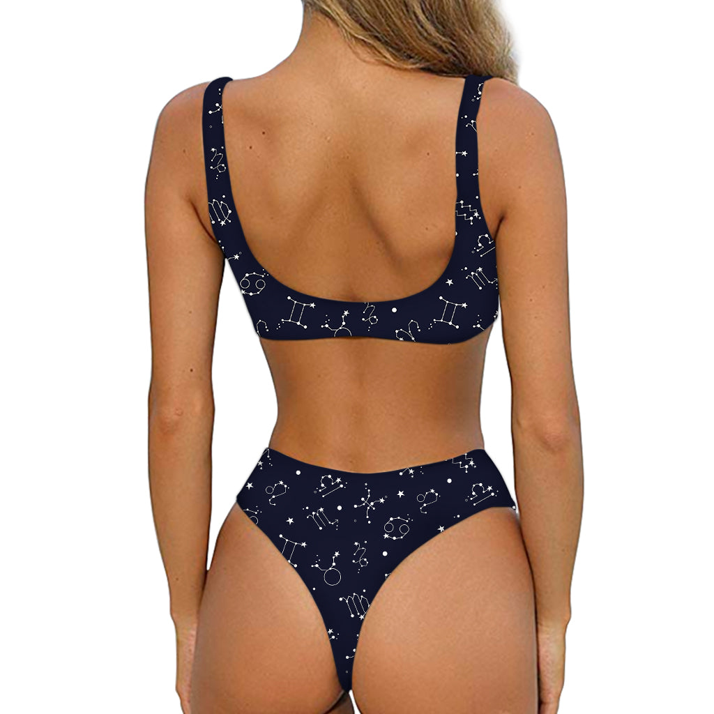 Zodiac Star Signs Pattern Print Front Bow Tie Bikini