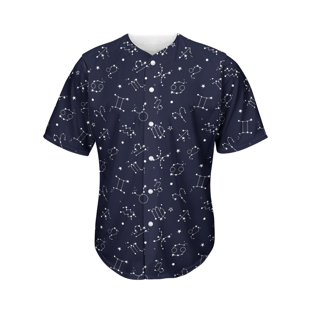 Zodiac Star Signs Pattern Print Men's Baseball Jersey