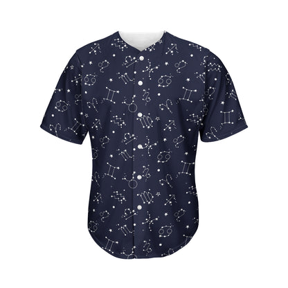 Zodiac Star Signs Pattern Print Men's Baseball Jersey