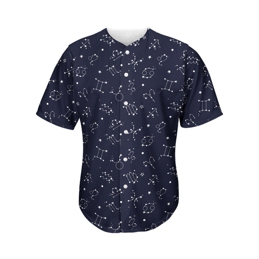 Zodiac Star Signs Pattern Print Men's Baseball Jersey