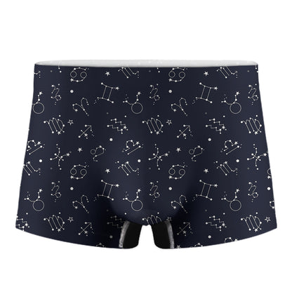 Zodiac Star Signs Pattern Print Men's Boxer Briefs