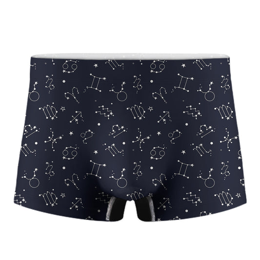 Zodiac Star Signs Pattern Print Men's Boxer Briefs