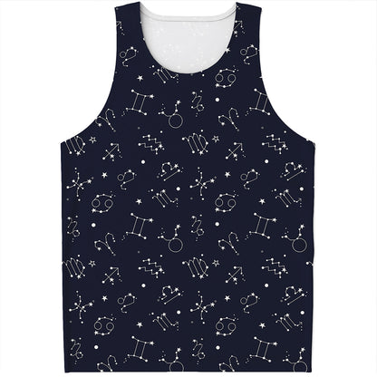 Zodiac Star Signs Pattern Print Men's Tank Top