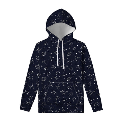Zodiac Star Signs Pattern Print Pullover Hoodie