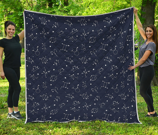 Zodiac Star Signs Pattern Print Quilt
