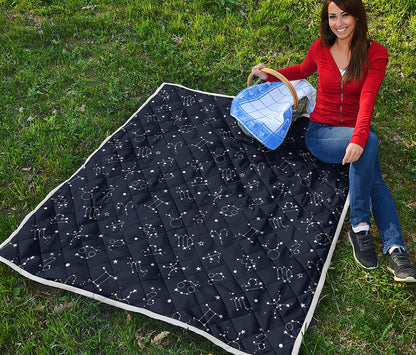 Zodiac Star Signs Pattern Print Quilt