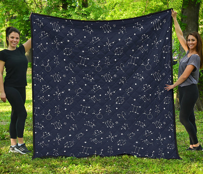 Zodiac Star Signs Pattern Print Quilt