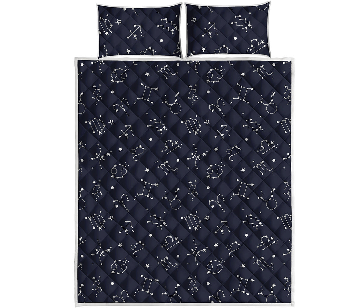 Zodiac Star Signs Pattern Print Quilt Bed Set