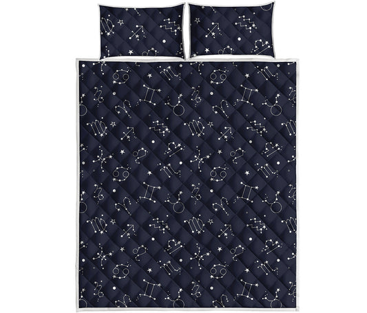 Zodiac Star Signs Pattern Print Quilt Bed Set