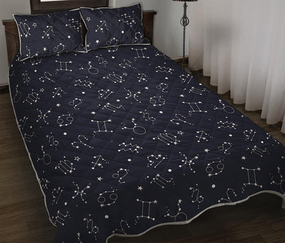 Zodiac Star Signs Pattern Print Quilt Bed Set