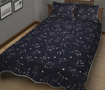 Zodiac Star Signs Pattern Print Quilt Bed Set