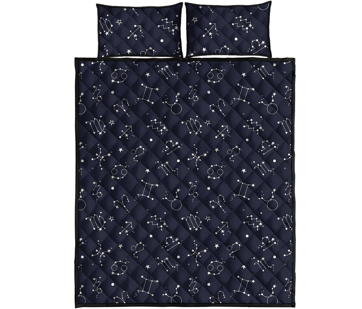 Zodiac Star Signs Pattern Print Quilt Bed Set