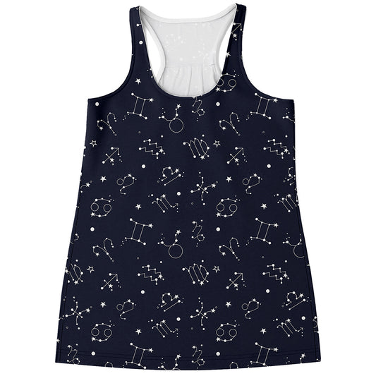 Zodiac Star Signs Pattern Print Women's Racerback Tank Top