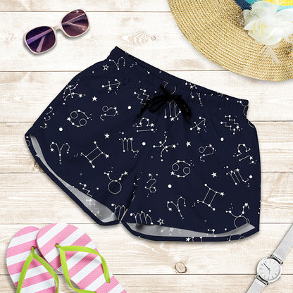 Zodiac Star Signs Pattern Print Women's Shorts