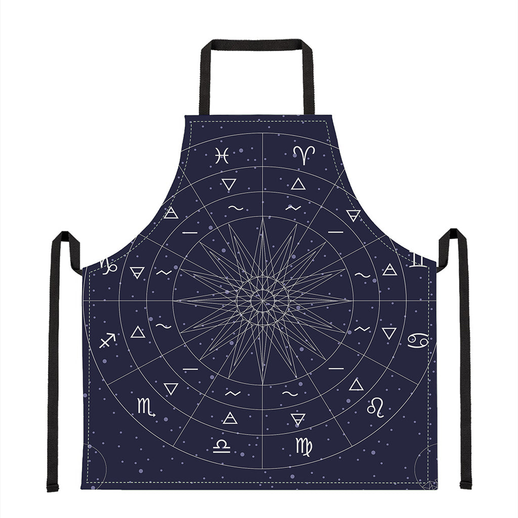 Zodiac Symbols Circle Print Apron