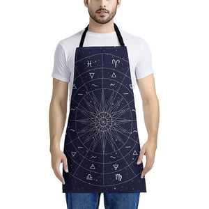 Zodiac Symbols Circle Print Apron