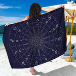 Zodiac Symbols Circle Print Beach Sarong Wrap