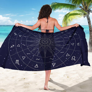 Zodiac Symbols Circle Print Beach Sarong Wrap