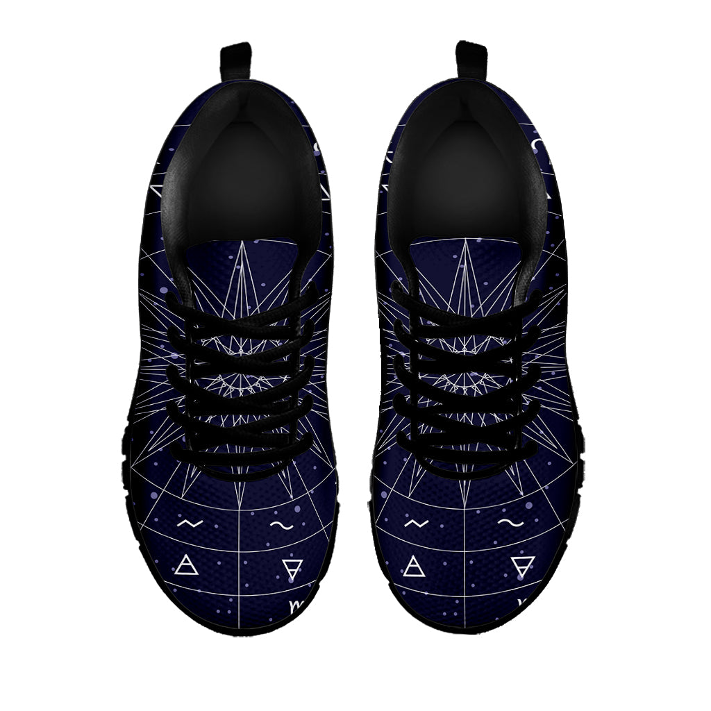 Zodiac Symbols Circle Print Black Sneakers