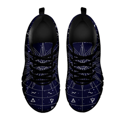 Zodiac Symbols Circle Print Black Sneakers