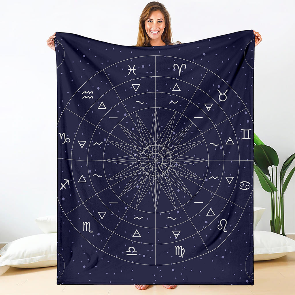 Zodiac Symbols Circle Print Blanket