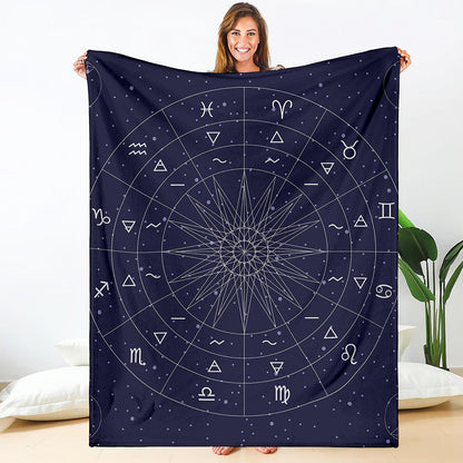Zodiac Symbols Circle Print Blanket