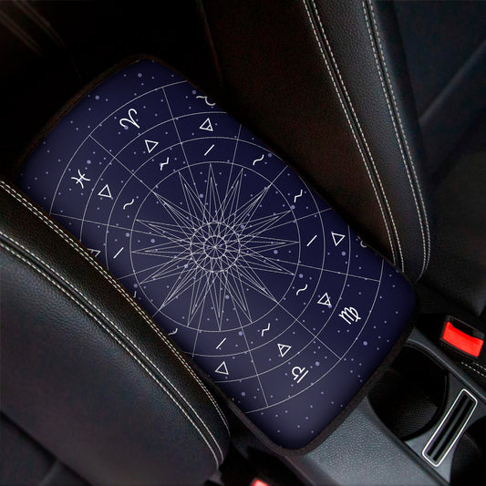 Zodiac Symbols Circle Print Car Center Console Cover