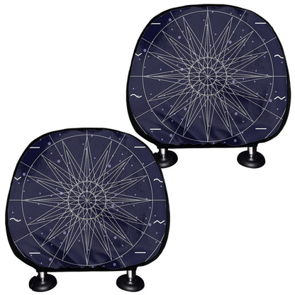 Zodiac Symbols Circle Print Car Headrest Covers