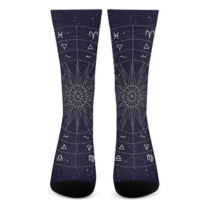 Zodiac Symbols Circle Print Crew Socks