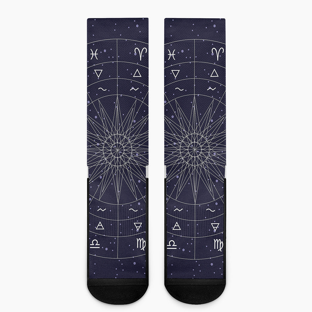 Zodiac Symbols Circle Print Crew Socks