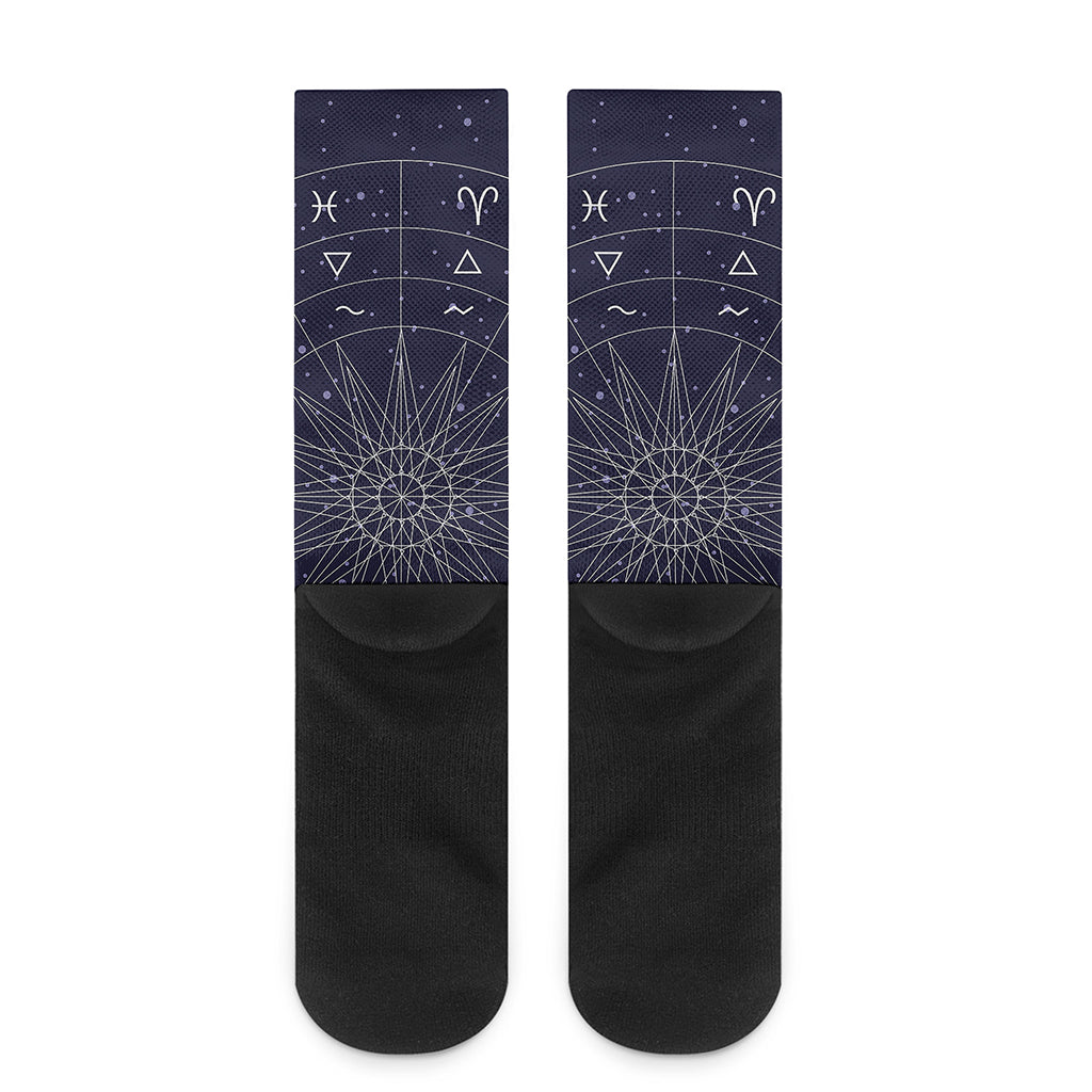 Zodiac Symbols Circle Print Crew Socks
