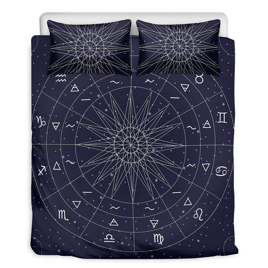 Zodiac Symbols Circle Print Duvet Cover Bedding Set