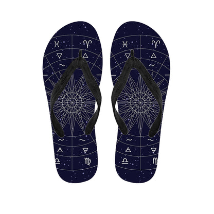 Zodiac Symbols Circle Print Flip Flops