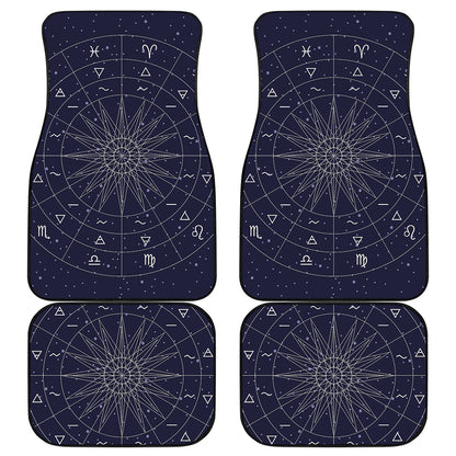 Zodiac Symbols Circle Print Front and Back Car Floor Mats