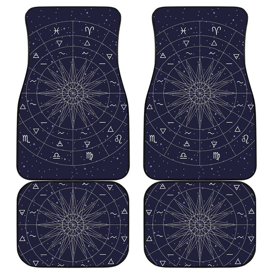 Zodiac Symbols Circle Print Front and Back Car Floor Mats